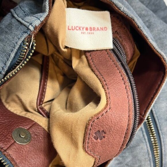 Lucky Brand BOHO Large Distressed Braided Leather Strap Blue Tote Shoulder Bag - Picture 9 of 16